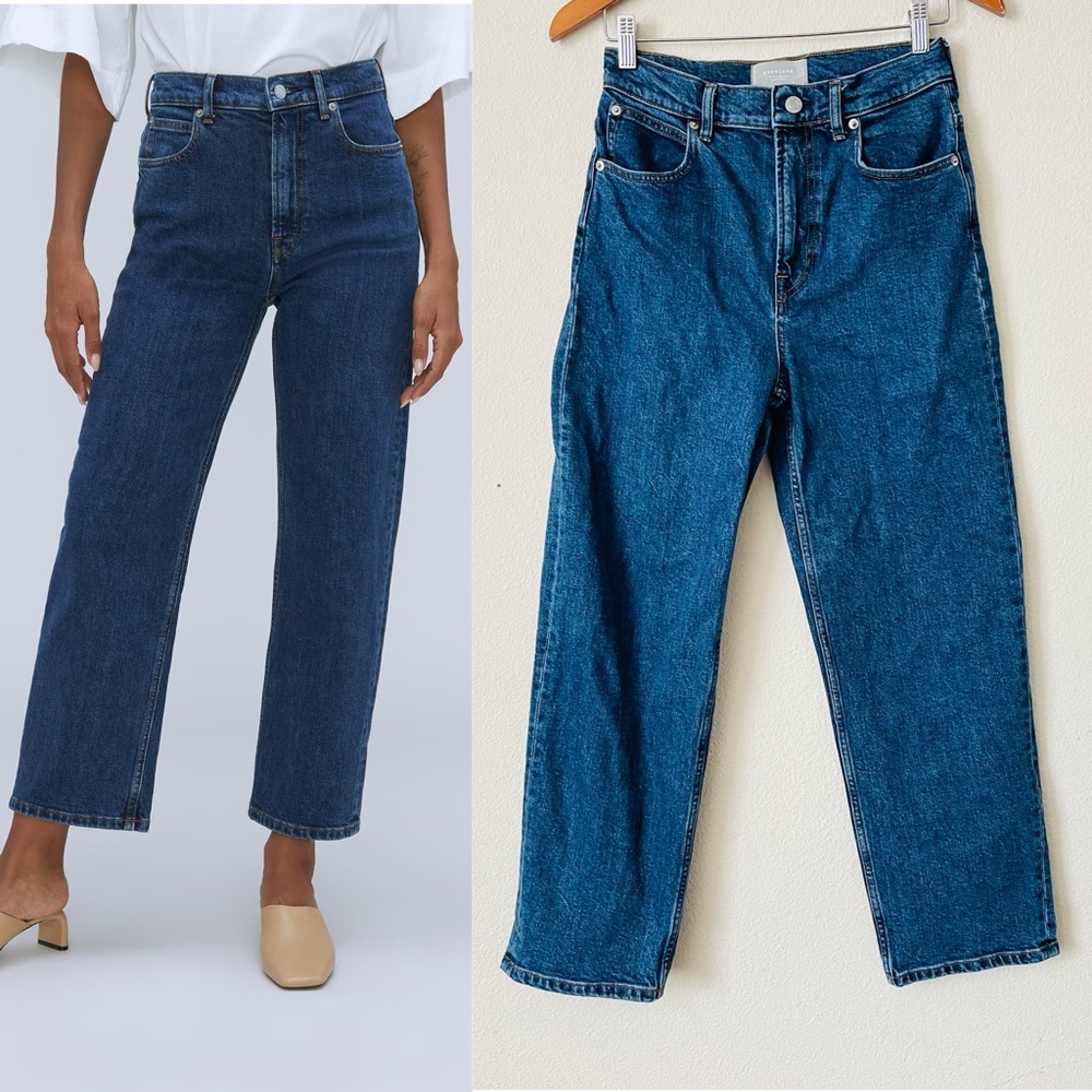 Everlane Way High Jean — Straight Leg Dark Wash Denim Jeans